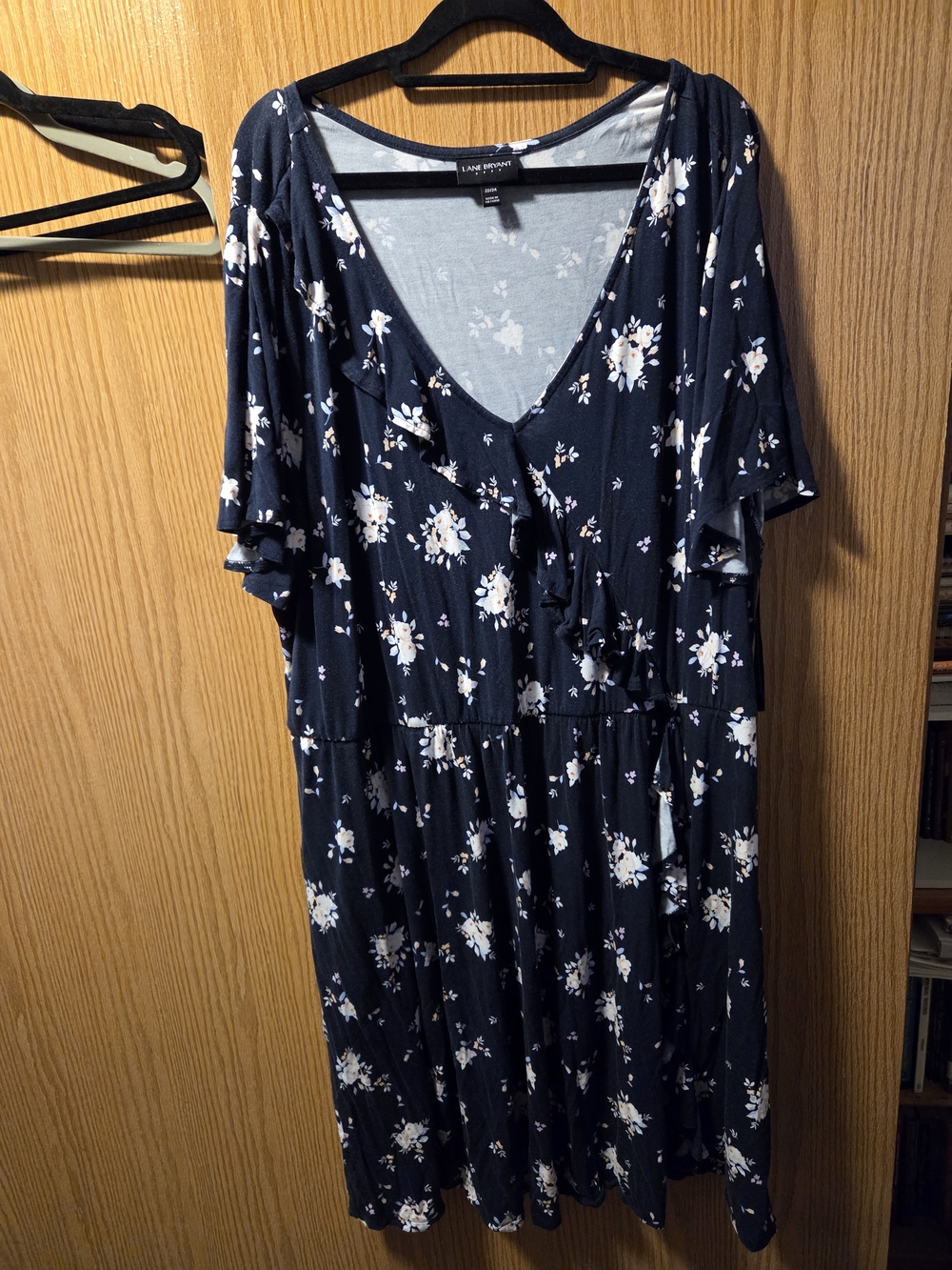 Lane Bryant Navy Floral Midi Dress with White Blossoms